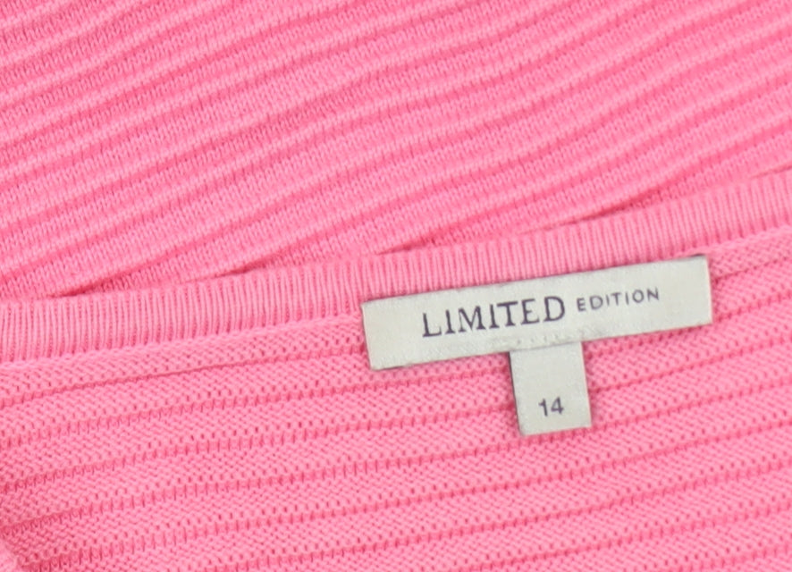Marks and Spencer Women’s Pink Cotton Crew Neck Pullover Jumper Size 14