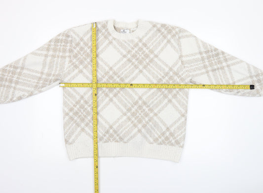 Hollister Women’s Beige Check Knit Pullover Jumper Size S
