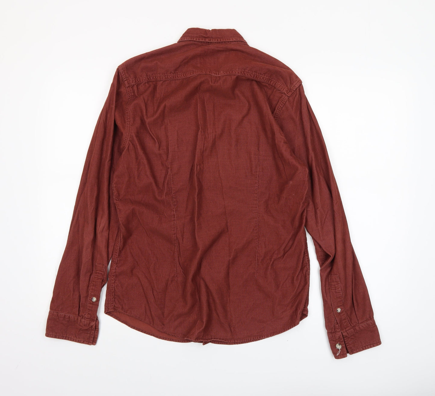 Burton Menswear Men's Brown Corduroy Button-Up Shirt Small