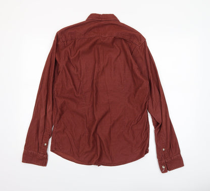 Burton Menswear Men's Brown Corduroy Button-Up Shirt Small