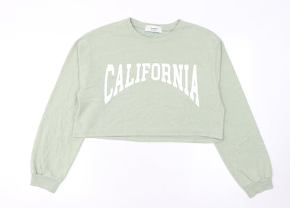 Womens UK Size M Pull & Bear Green Pullover Sweatshirt