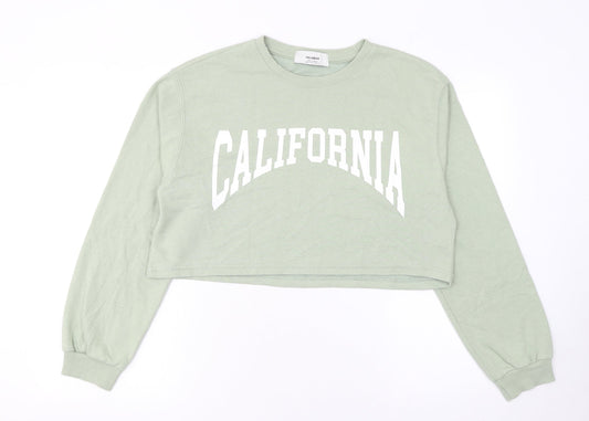 Womens UK Size M Pull & Bear Green Pullover Sweatshirt