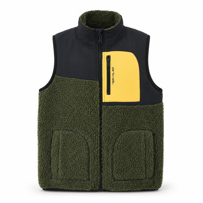 Front view of Animal boys’ green fleece bodywarmer gilet 13 years full zip outdoor vest