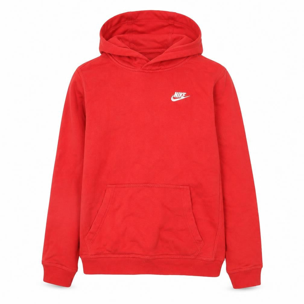 Front view of Nike boys’ red pullover fleece hoodie xl 158–170cm logo sportswear