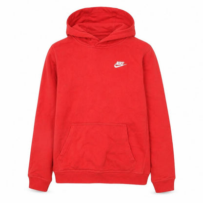 Front view of Nike boys’ red pullover fleece hoodie xl 158–170cm logo sportswear