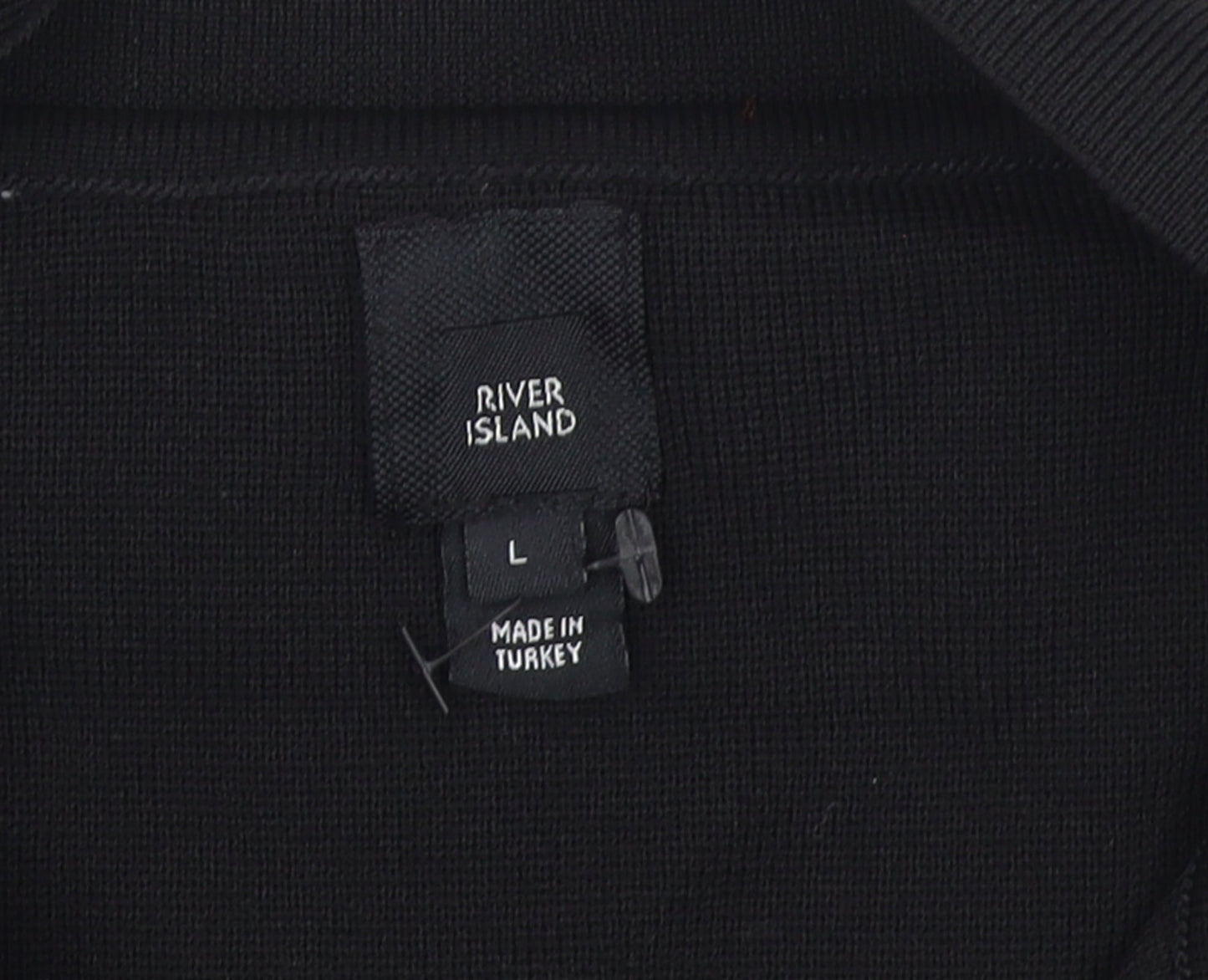 River Island Men's Black Long Sleeve 1/4 Zip Polo Top Size L