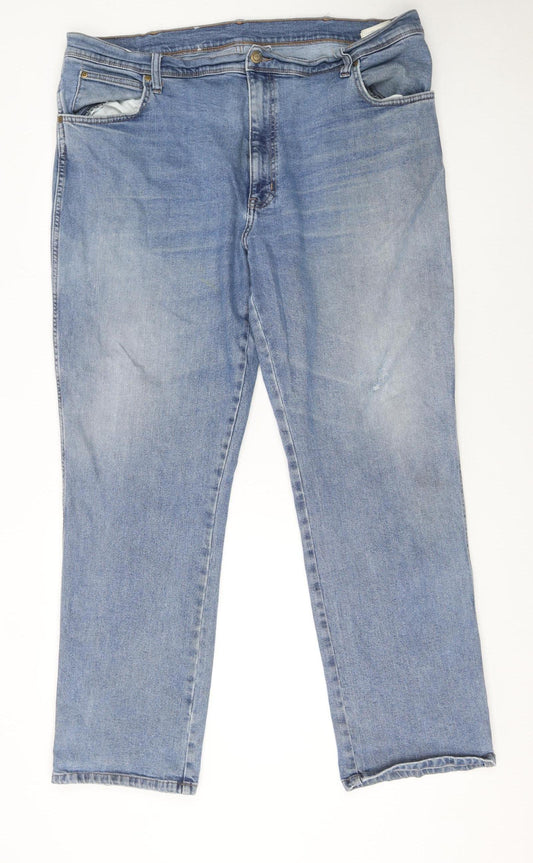 Mens UK Size 44 Wrangler Regular Fit Straight Blue Jeans