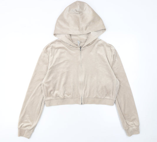 Womens UK Size 14 H&M Beige Full Zip Hoodie