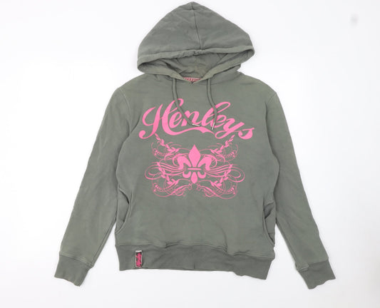 Womens UK Size 2 Henleys Green Pullover Hoodie