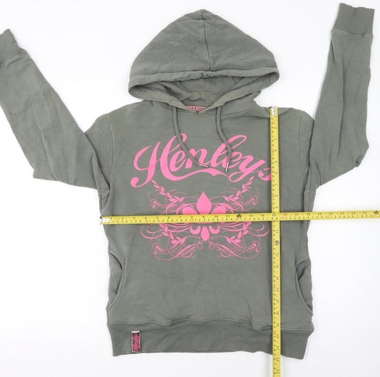 Womens UK Size 2 Henleys Green Pullover Hoodie