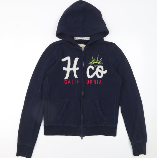 Womens UK Size L Hollister Blue Full Zip Hoodie