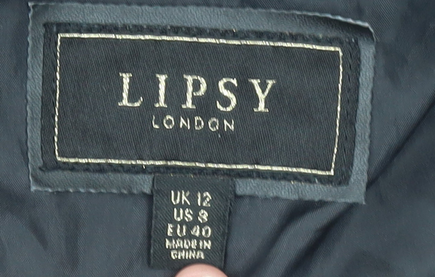 Womens UK Size 12 Lipsy Black Puffer Jacket