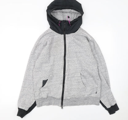 Womens UK Size 10 Converse Grey Full Zip Hoodie
