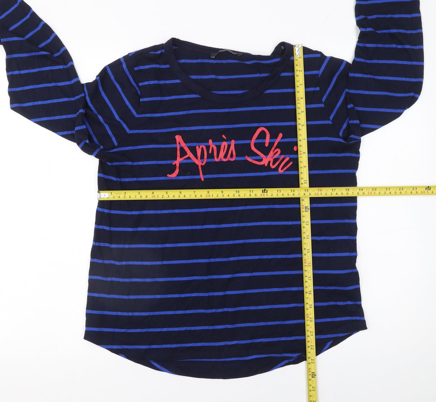Marks and Spencer Women’s Blue Striped Long Sleeve Après Ski T-Shirt Size 14