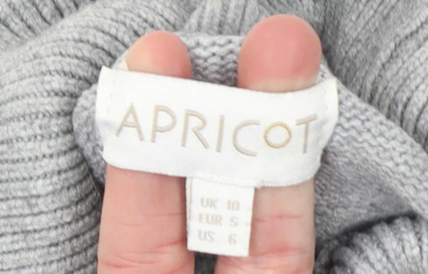 Womens UK Size 10 Apricot Grey Pullover Jumper