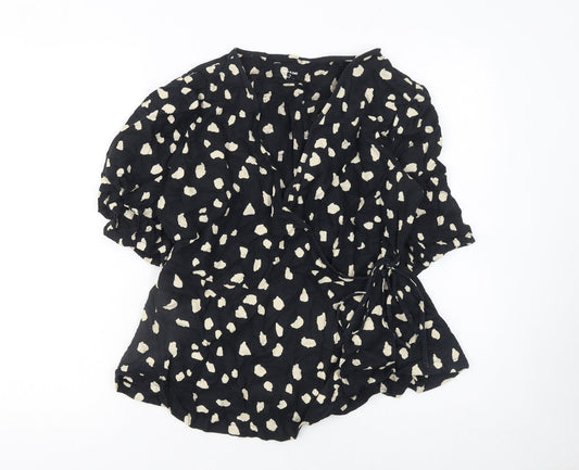 Womens UK Size 12 Marks and Spencer Black Wrap Blouse
