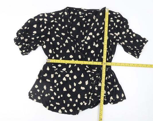 Womens UK Size 12 Marks and Spencer Black Wrap Blouse