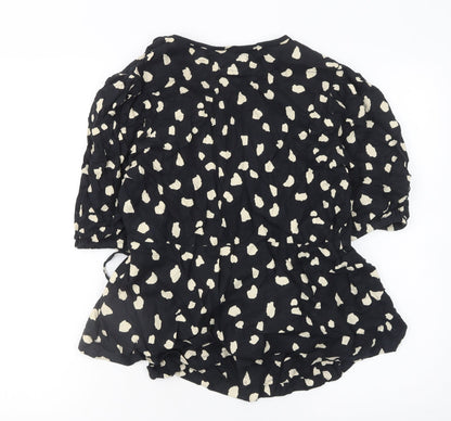 Womens UK Size 12 Marks and Spencer Black Wrap Blouse