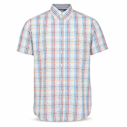 Casa Moda Men's Multicoloured Check Short Sleeve Button-Up Shirt M