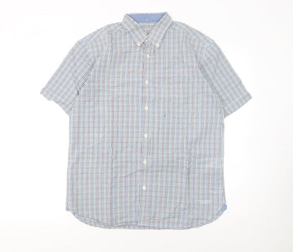 Marks and Spencer Men's Multicoloured Check Short Sleeve Cotton Shirt S