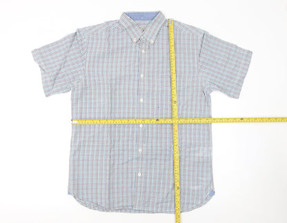 Marks and Spencer Men's Multicoloured Check Short Sleeve Cotton Shirt S