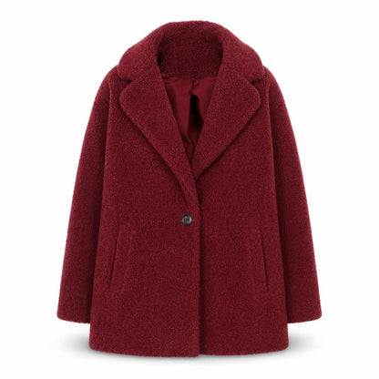 Next Girls Red Faux Shearling Basic Coat 10 Years Lined Winter Outerwear