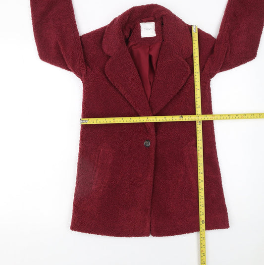 Next Girls Red Faux Shearling Basic Coat 10 Years Lined Winter Outerwear