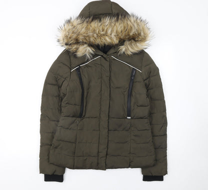 Womens UK Size S Superdry Green Puffer Jacket