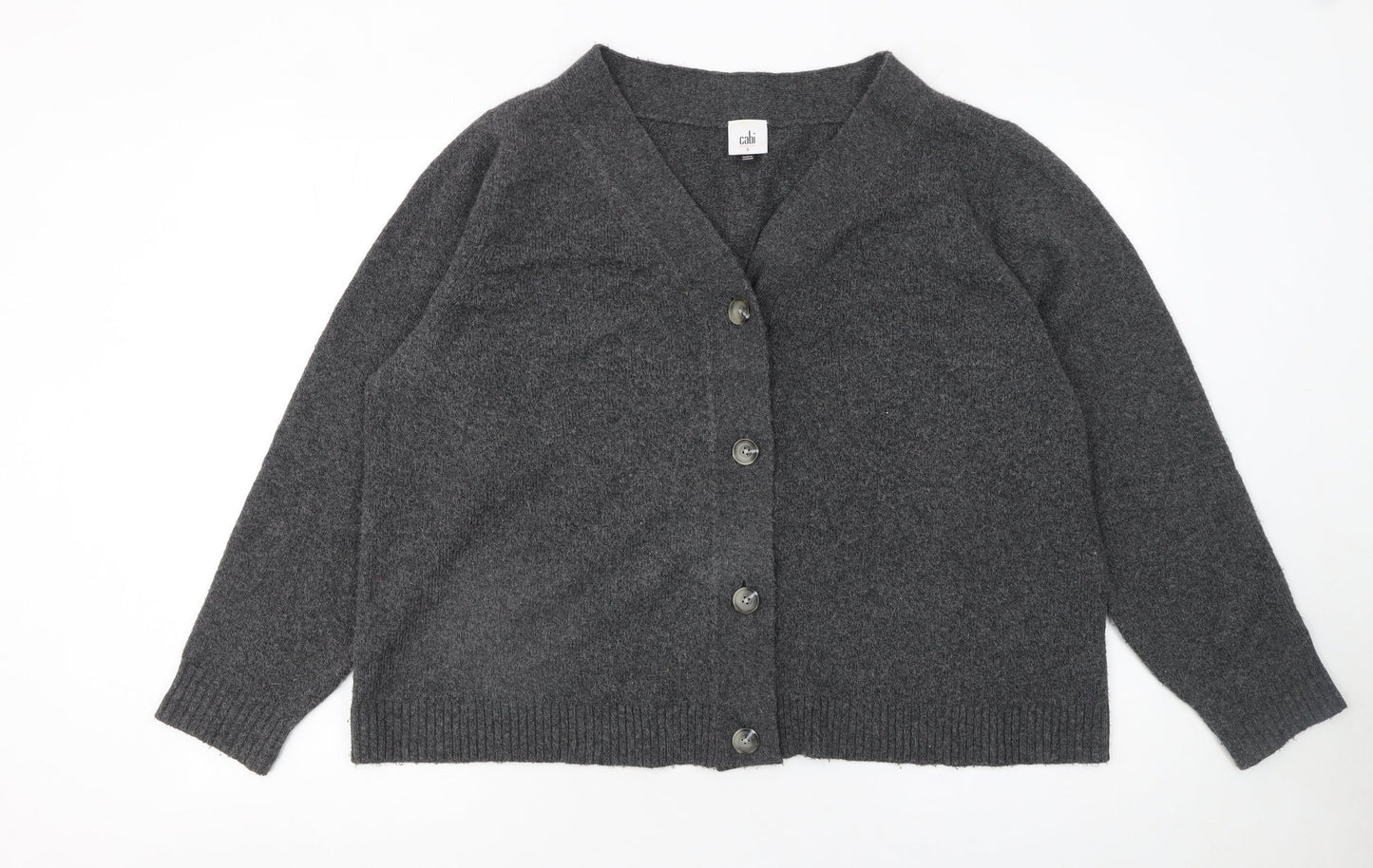 Womens UK Size S CAbi Grey Cardigan Jumper