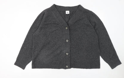 Womens UK Size S CAbi Grey Cardigan Jumper