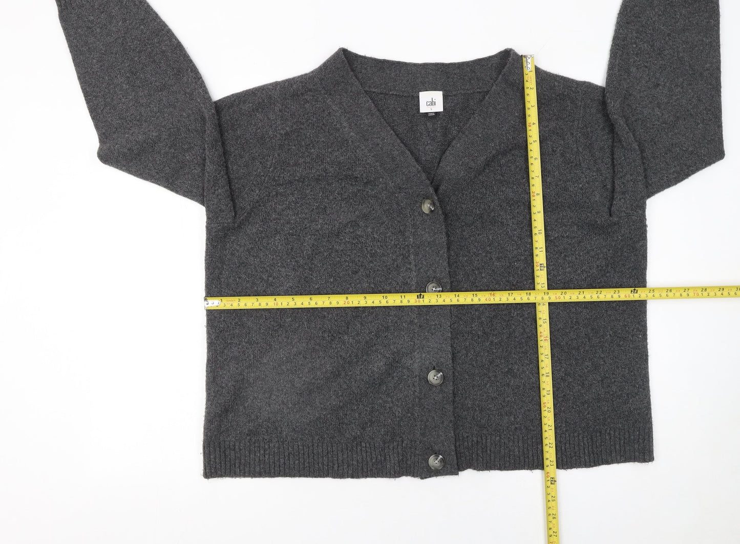 Womens UK Size S CAbi Grey Cardigan Jumper
