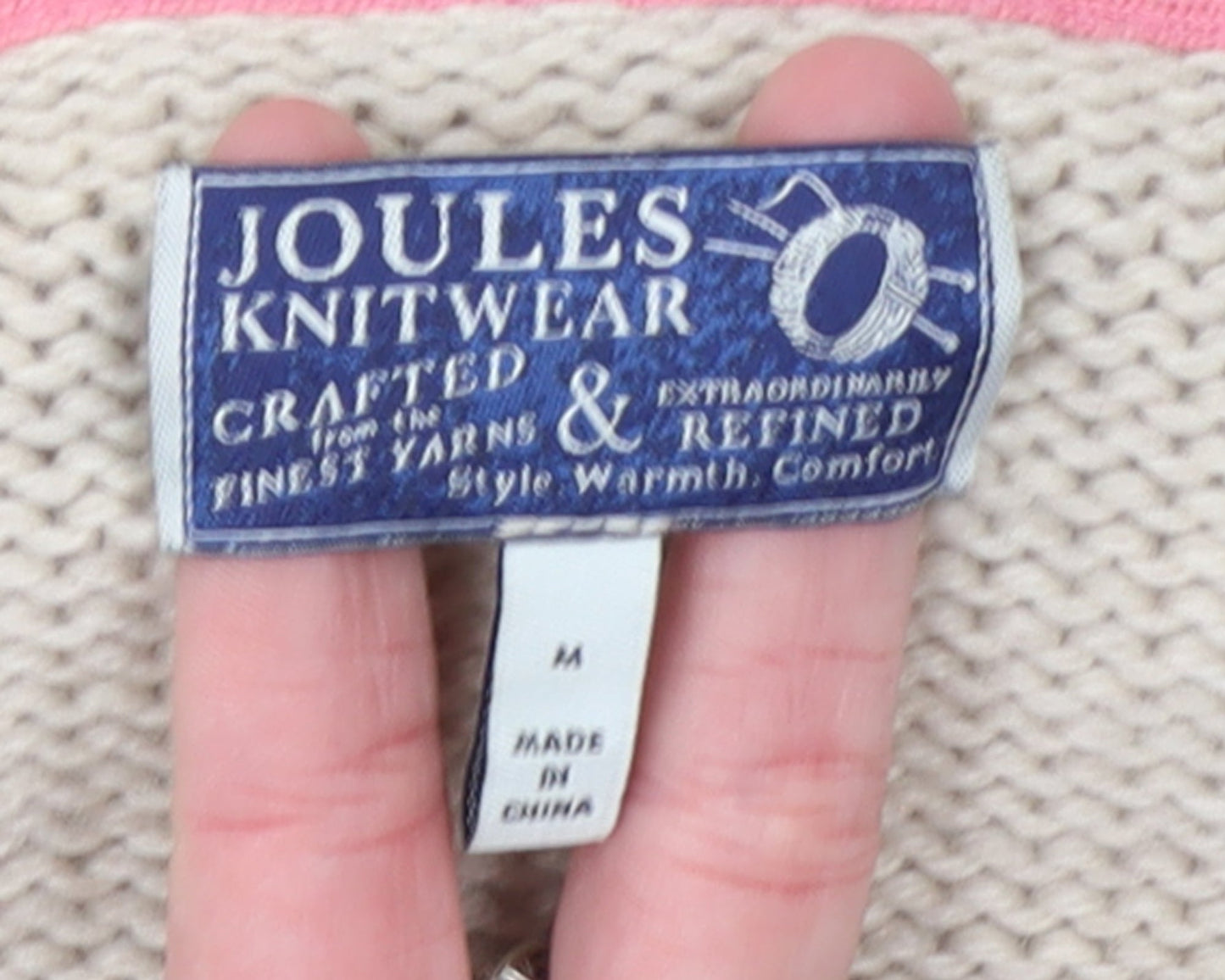 Womens UK Size M Joules Beige Cardigan Jumper