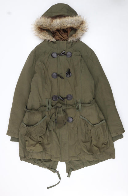 Womens UK Size 16 New Look Green Parka Coat