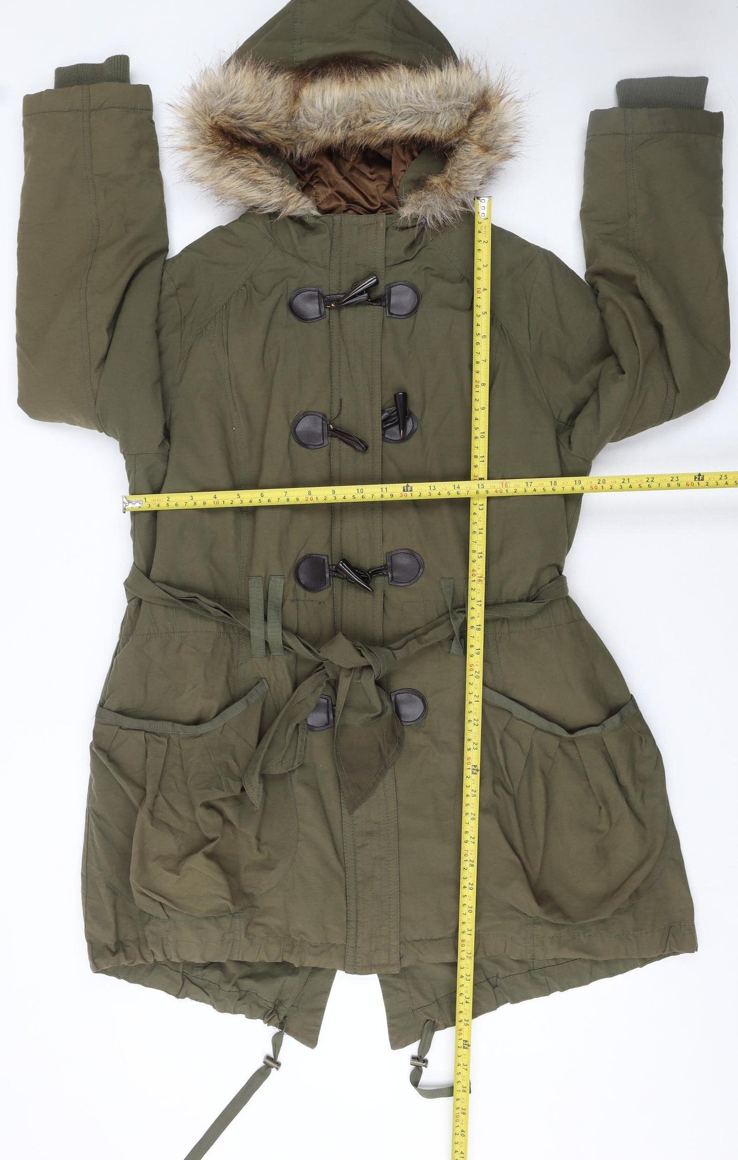 Womens UK Size 16 New Look Green Parka Coat