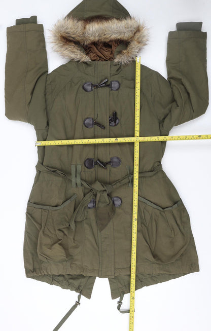 Womens UK Size 16 New Look Green Parka Coat