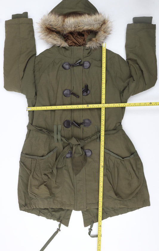 Womens UK Size 16 New Look Green Parka Coat