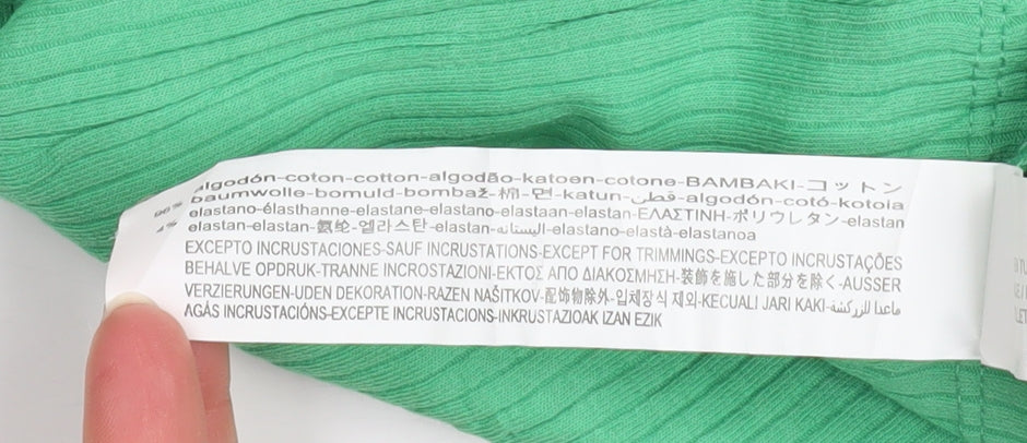 Womens UK Size M STR Green Cropped Button-Up