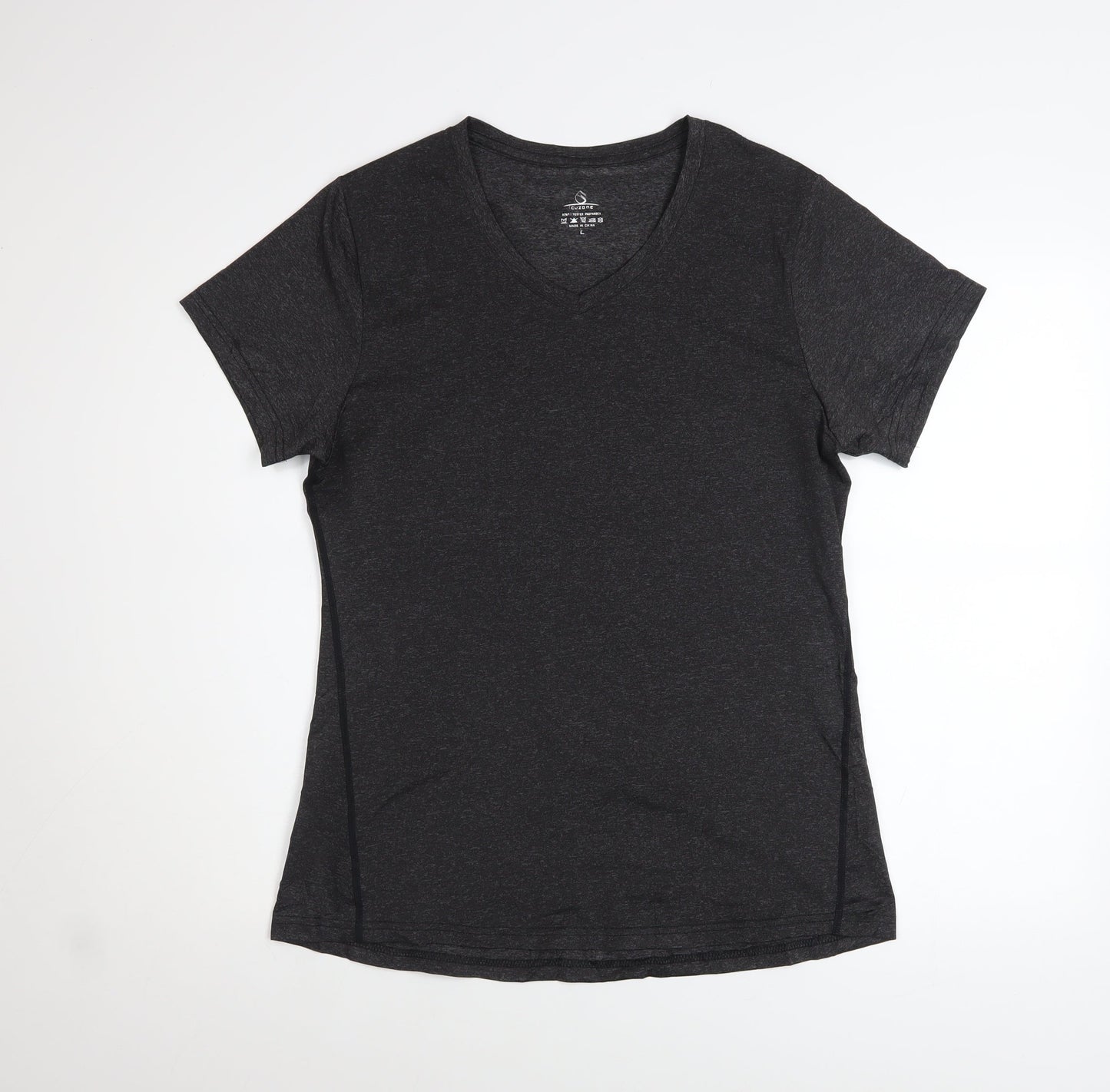 Womens UK Size L Cuzone Black Gym & Training Running & Jogging Yoga T-Shirt