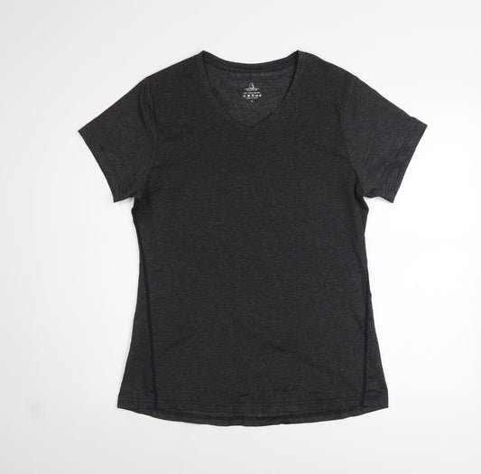 Womens UK Size L Cuzone Black Gym & Training Running & Jogging Yoga T-Shirt