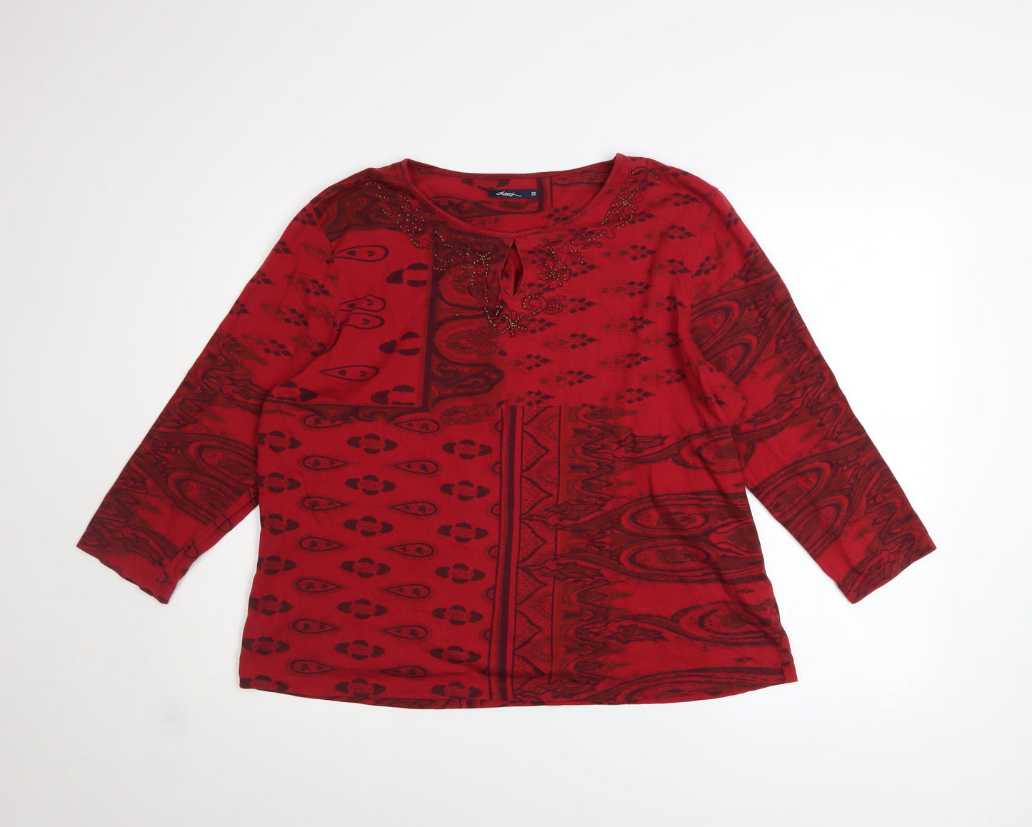 Womens UK Size 22 DASH Red Tunic Blouse
