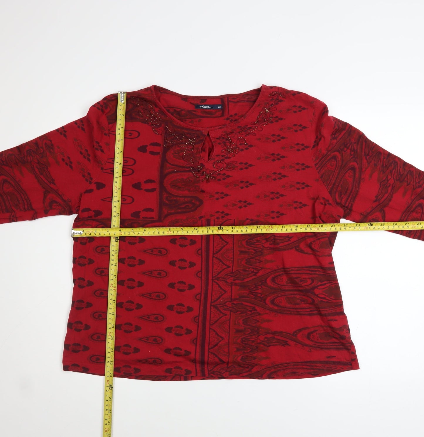 Womens UK Size 22 DASH Red Tunic Blouse