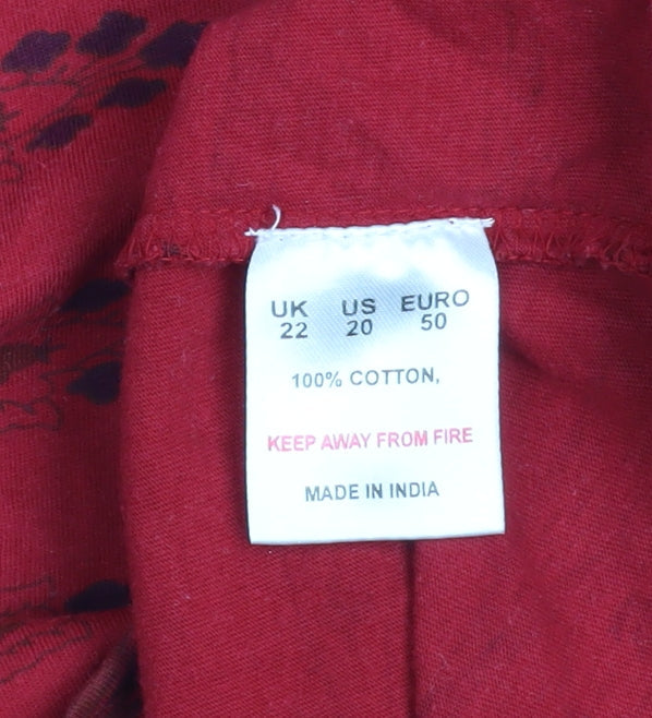 Womens UK Size 22 DASH Red Tunic Blouse