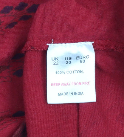 Womens UK Size 22 DASH Red Tunic Blouse