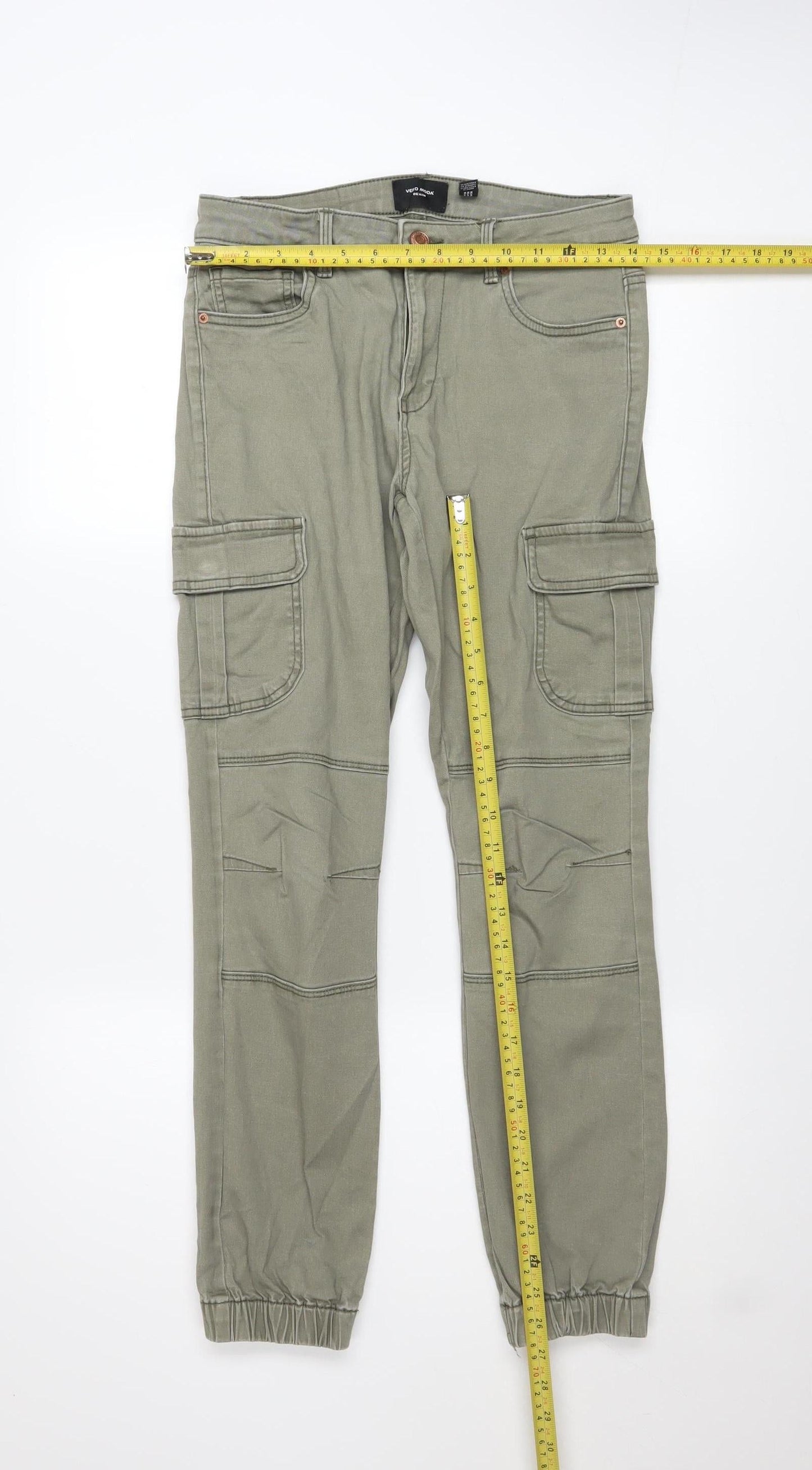 Womens UK Size M VERO MODA Regular Fit Cargo Green Jeans