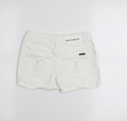 Calvin Klein Girls White Chino Shorts 10 Years Stretch Cotton Twill