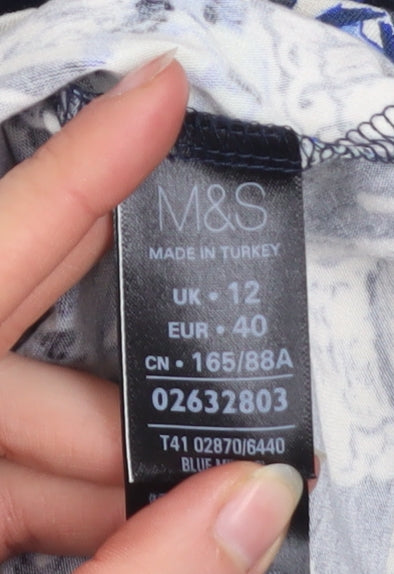 Womens UK Size 12 Marks and Spencer Blue Tunic Blouse