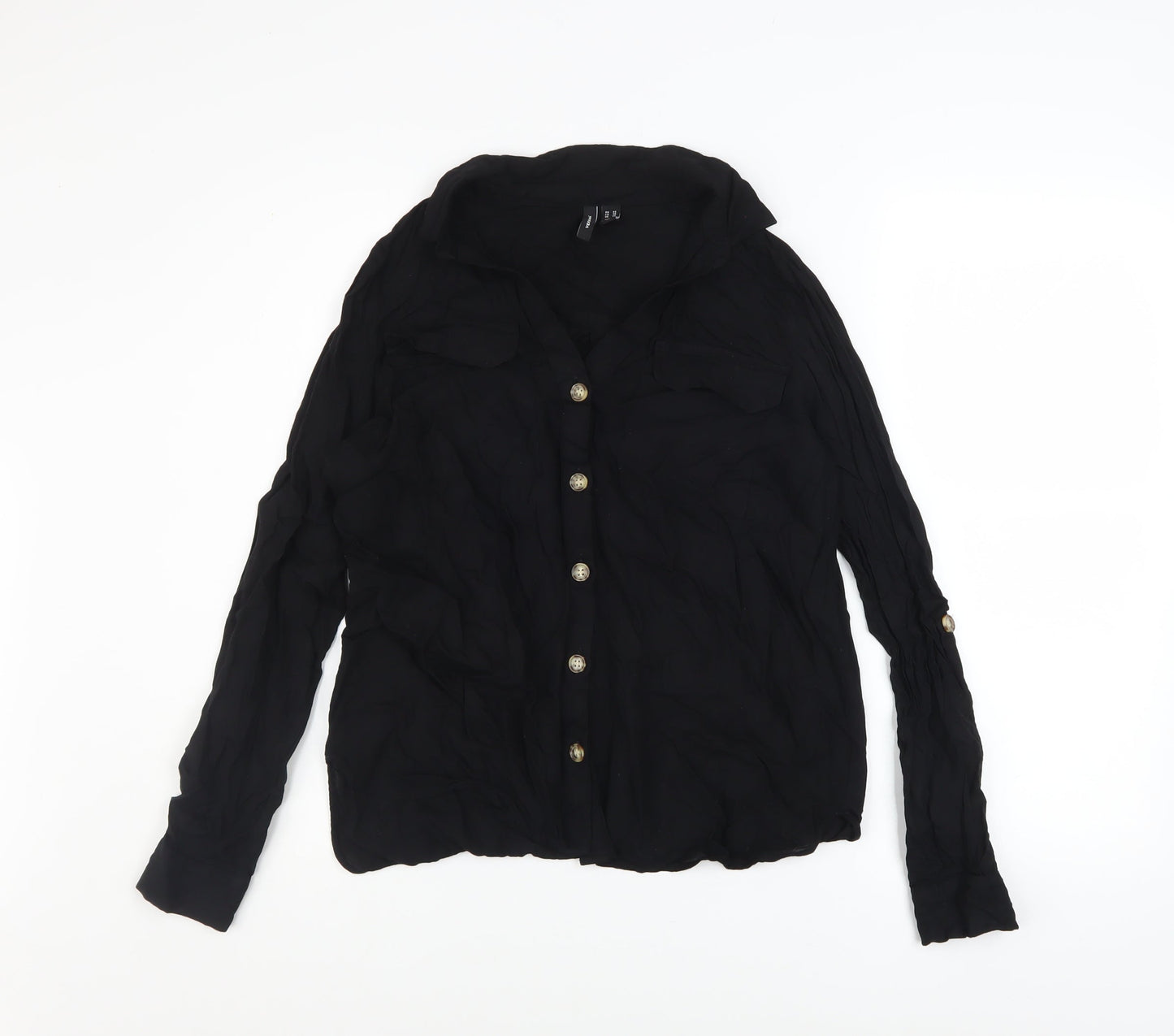 Womens UK Size XS VERO MODA Black Basic Blouse