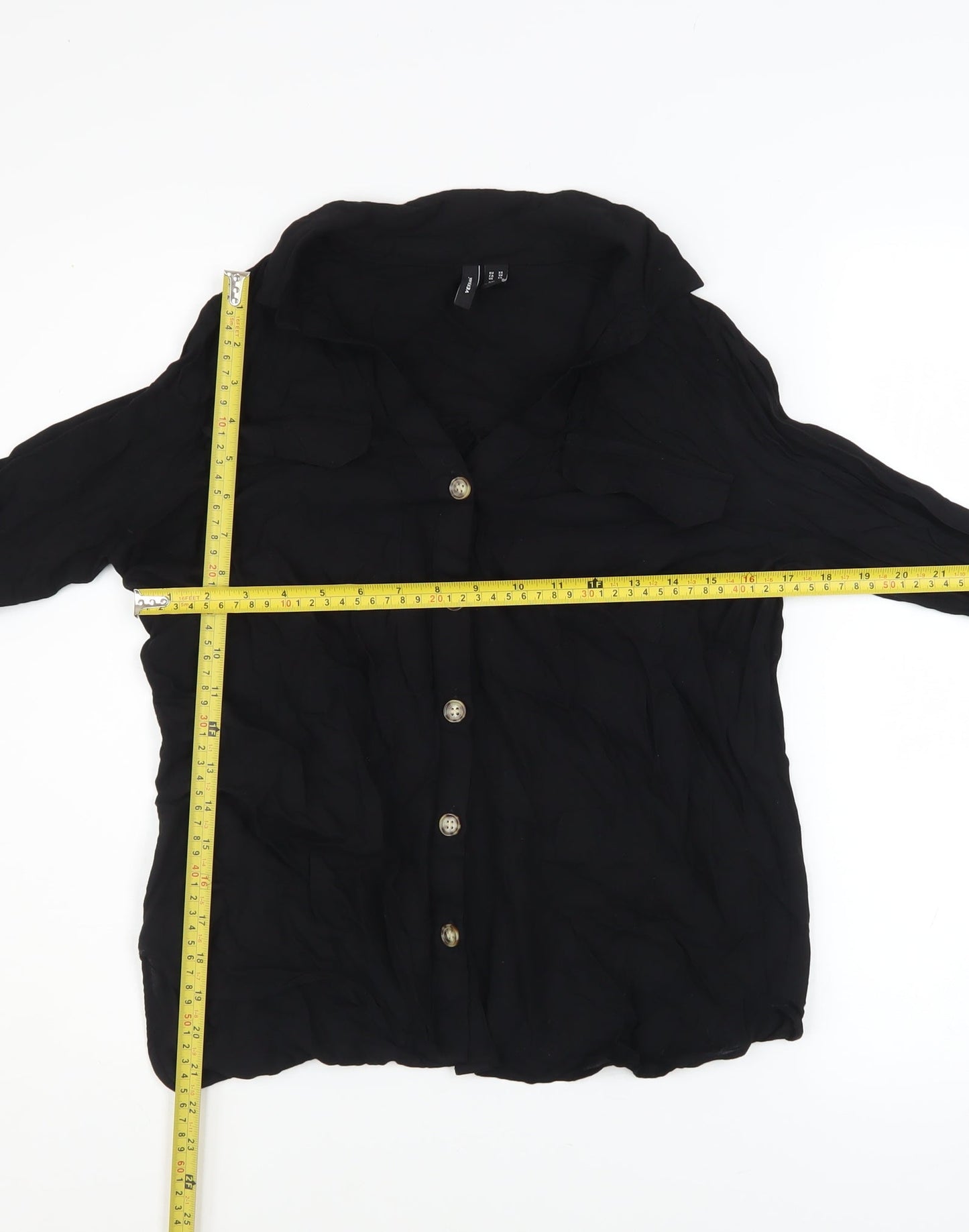 Womens UK Size XS VERO MODA Black Basic Blouse
