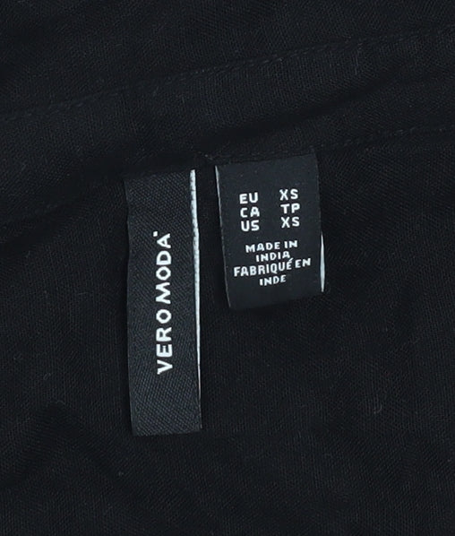 Womens UK Size XS VERO MODA Black Basic Blouse