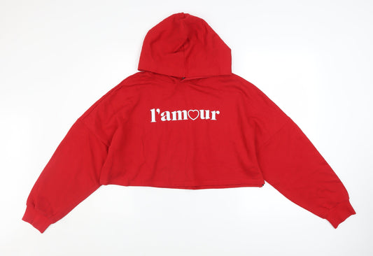 Womens UK Size M H&M Red Pullover Hoodie